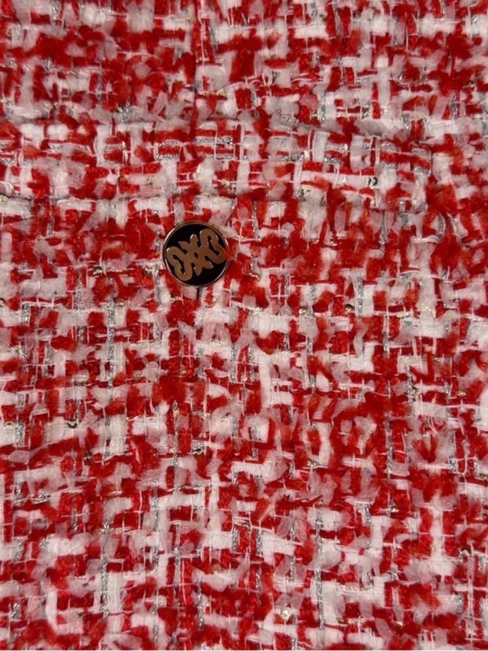Sandro ($368) Red & White Tweed Skirt with Metallic Thread - Picture 7 of 9